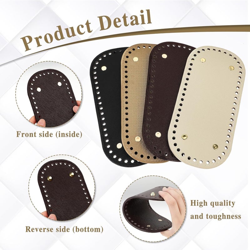 Crochet Bag Base 22 X 10 Cm Pre-Drilled Holes - Durable Leather Oval Bag Base for Handbag Making Beginners And Crafters - Image 3