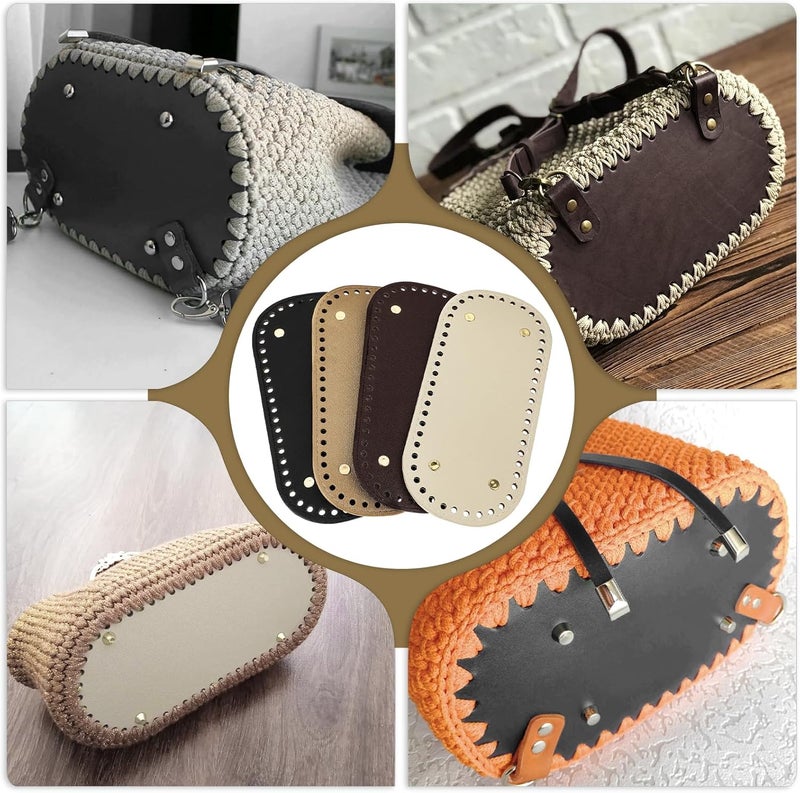 Crochet Bag Base 22 X 10 Cm Pre-Drilled Holes - Durable Leather Oval Bag Base for Handbag Making Beginners And Crafters - Image 5