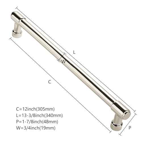 ZAUYX Solid Heavy Duty Jasper Pull Polished Nickel Appliance Pull 12 Inch Cabinet Pulls Extra Long Kitchen Cabinet Handles Cabinet Hardware Kitchen Handles for Drawer Cupboard Handles - Image 3