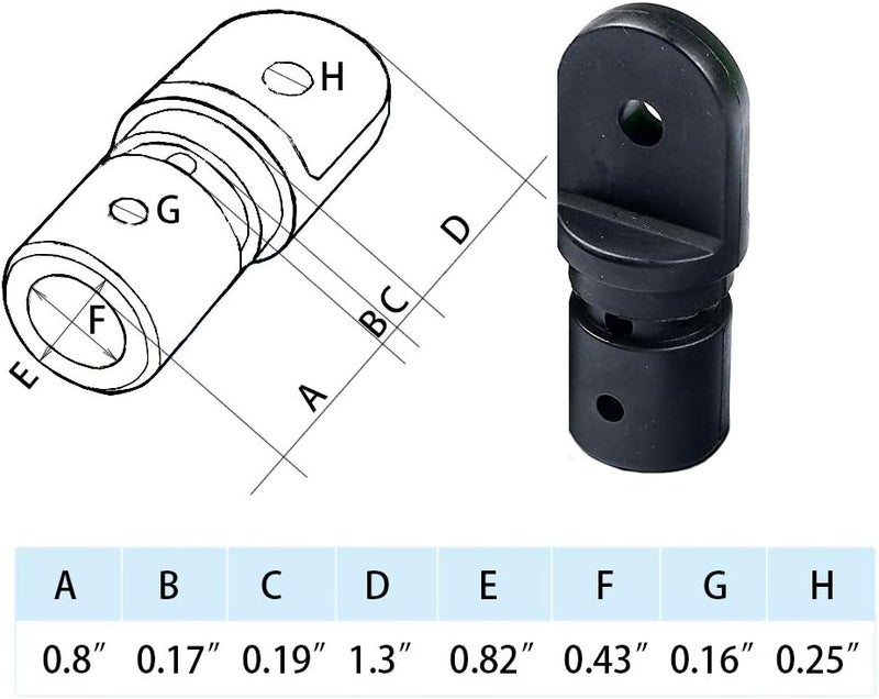 Thorn Boat Bimini Fittings Top Cover Cap Eye End Nylon Black Pack of 6 Black - Image 5