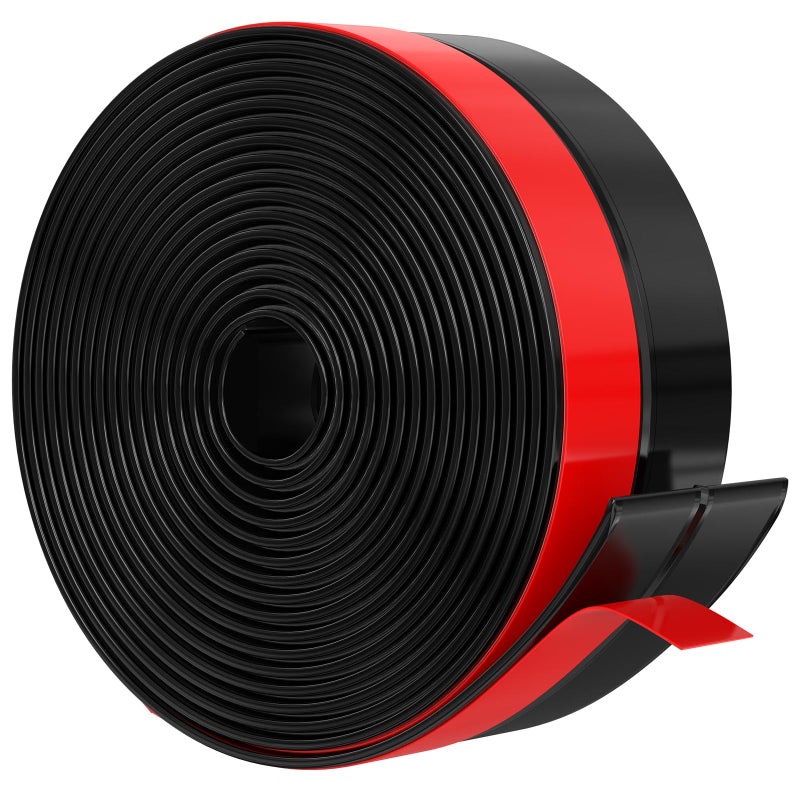 2026 New Upgrade Wide Silicone Weather Stripping Door Seal with Strong Adhesive 2 x 20 ft Draft Stopper Tape for Door Frame Side and Bottom Gaps Strip for Glass Shower Black