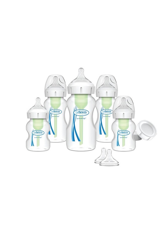Dr. Brown's - Dr. Brown's Natural Flow Anti-Colic Options+ Wide-Neck Baby Bottle Newborn Feeding Set with Baby Bottle Travel Caps - Image 1