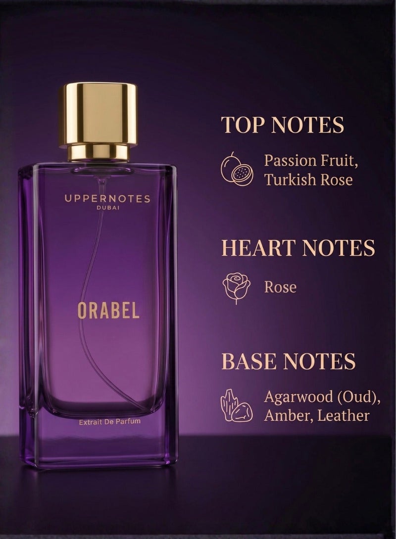 UpperNotes Orabel Extrait De Parfum Unisex 80ml | Passion Fruit Turkish Rose Oud Amber Leather | Sweet Fruity Oriental Long Lasting Fragrance UAE - Image 2