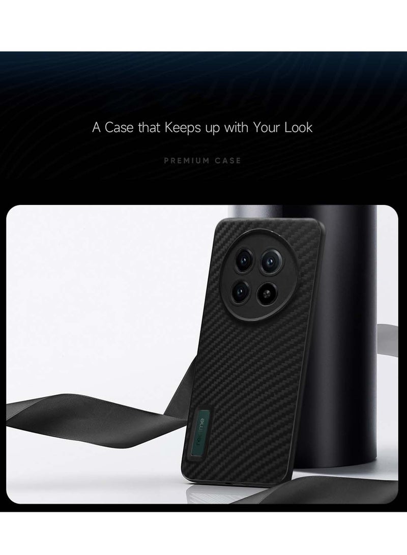 Wtech Realme 13 4G 2024 Liquid Silicone Carbon Fiber Texture Case Cover - Black - Image 3