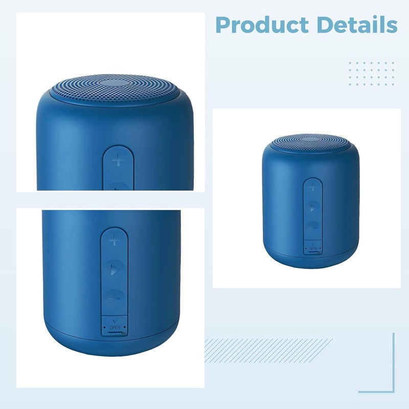Wireless Subwoofer, Portable Speaker, Waterproof Ipx4, Wireless 5.0, 1200 Mah Battery, Compact Blue Design, 3.3 X 3.3 X 3.9 in - Image 5