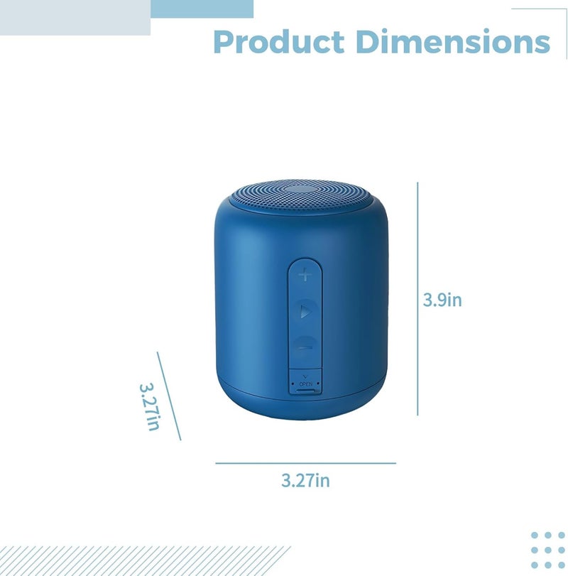 Wireless Subwoofer, Portable Speaker, Waterproof Ipx4, Wireless 5.0, 1200 Mah Battery, Compact Blue Design, 3.3 X 3.3 X 3.9 in - Image 2