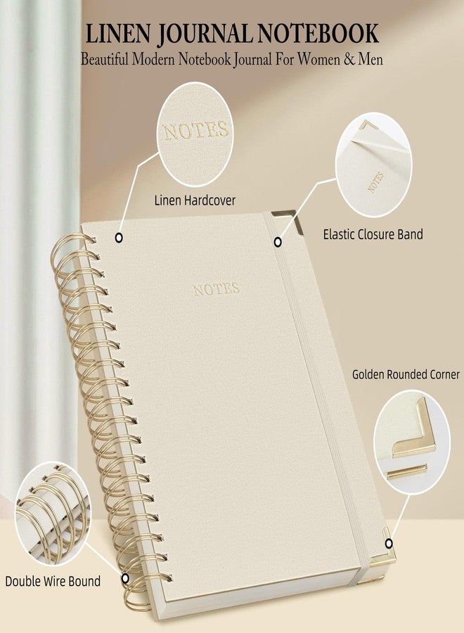 ALKALO Spiral Notebook Journal, 328 Pages Linen Hardcover College Ruled Notebook, Lined Thick Journals for Women Men, A5 Thick Spiral Journal for Writing, 100GSM Paper, Cute Notebooks for Work School - Image 4
