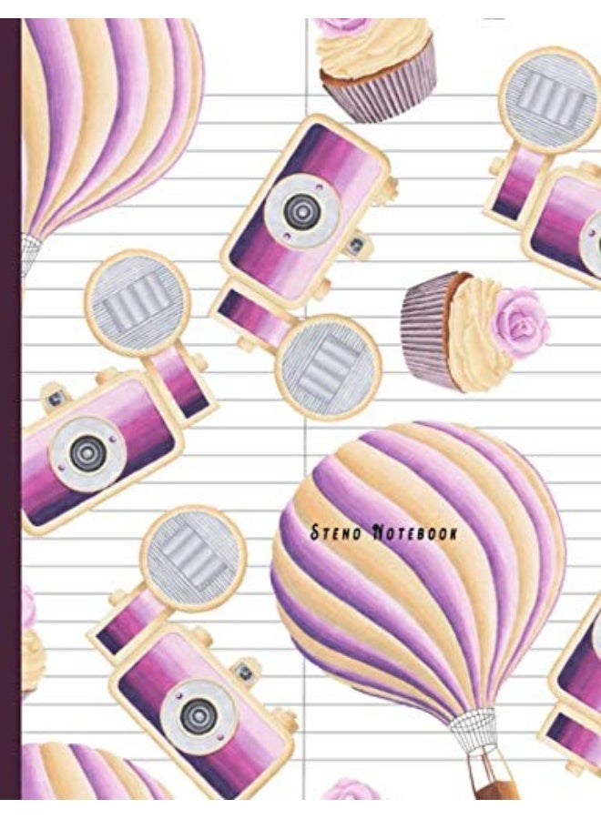 Steno Notebook: Pitman Shorthand Teenline Stenography Paper Line Composition Notebook Creative Notepad, Gregg Rule Writing Book for Reporters Journalist or Secretaries Fancy Violet Theme  - Image 1