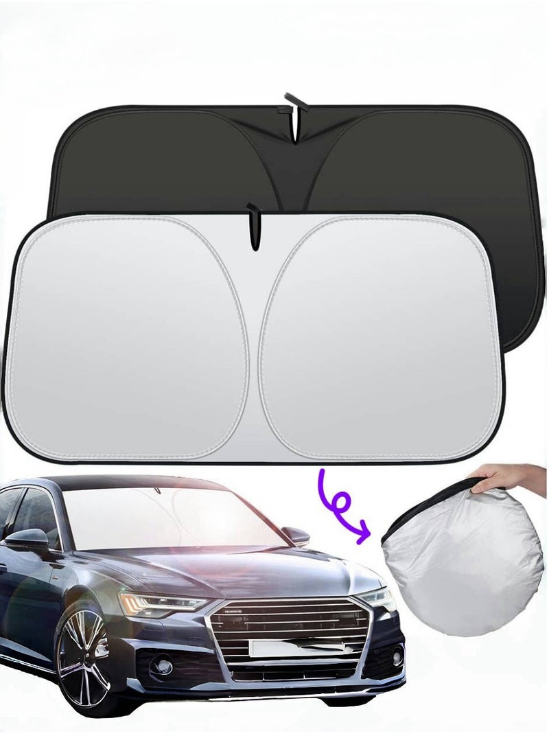 Generic Foldable Car Windshield Sunshade with Storage Pouch, Front Windshield Reflective Sunshad, Car Front Window for Top Blocks UV Rays and Sun Heat Protection, Keeps Vehicle Cooler(150cm*80cm) - Image 1