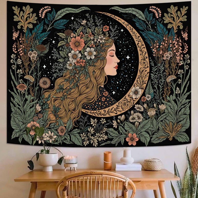 Neasow Gothic Sun Tapestry, Vintage Snake Rose Floral Wall Art, Mystic Black Red Retro Decor for Living Room Bedroom Home, 36x48 inches - Image 2