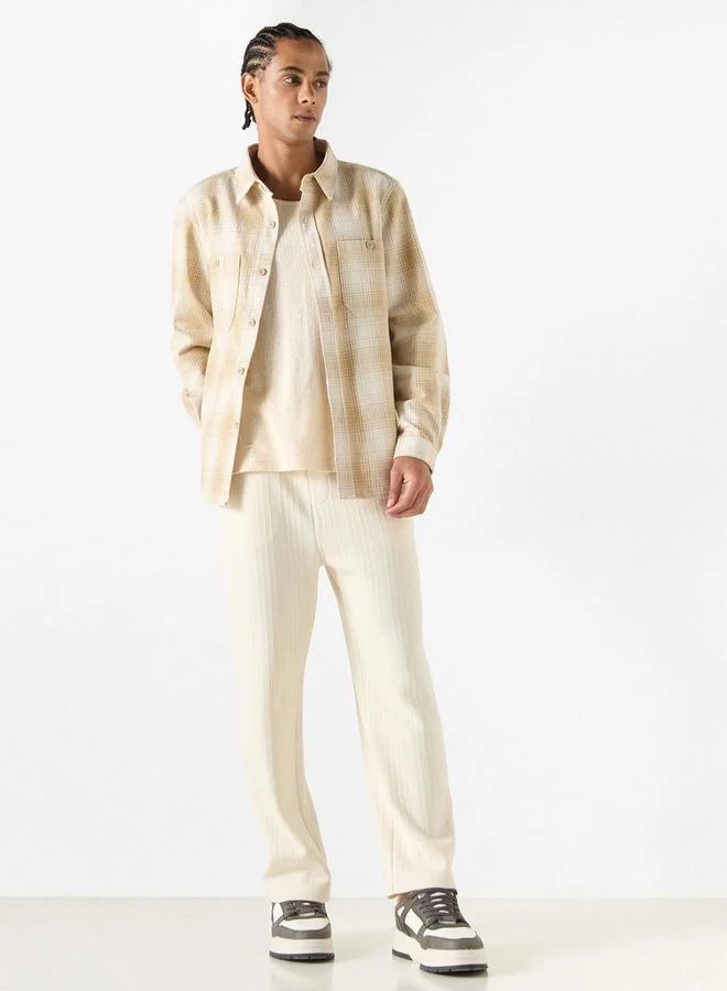 لي كوبر قميص مربعات بأكمام طويلة وجيب من لي كوبر