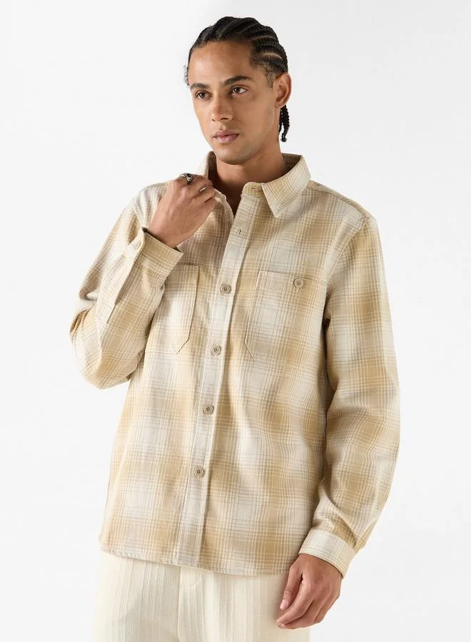 Lee Cooper Checked Shirt with Long Sleeves and Pocket