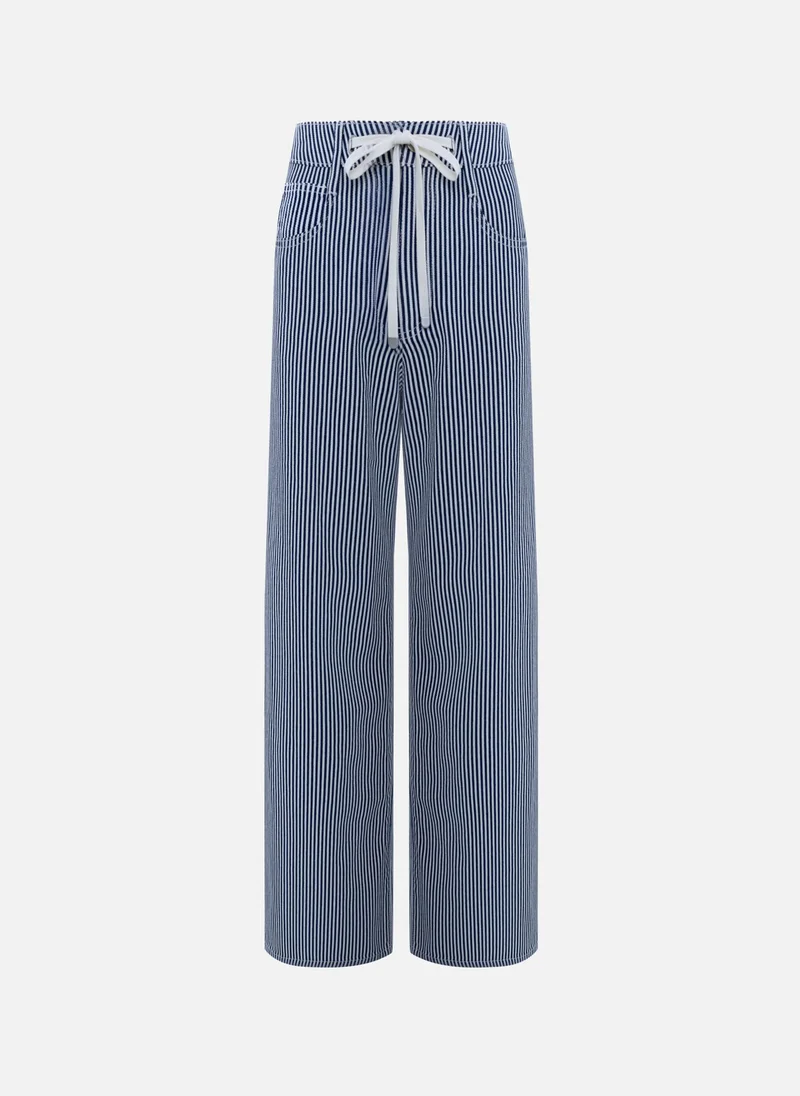 Lichi  Relaxed striped jeans with waist ties for Women | Best Price UAE