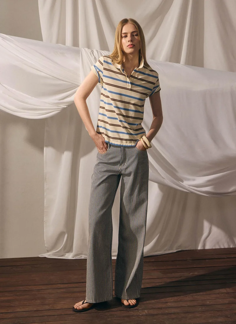 Lichi  Relaxed striped jeans with waist ties for Women | Best Price UAE