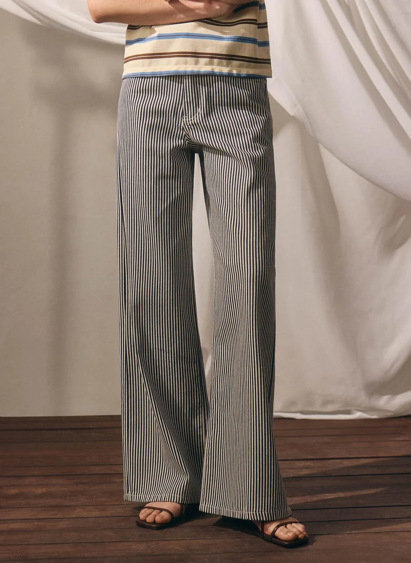 Lichi  Relaxed striped jeans with waist ties for Women | Best Price UAE