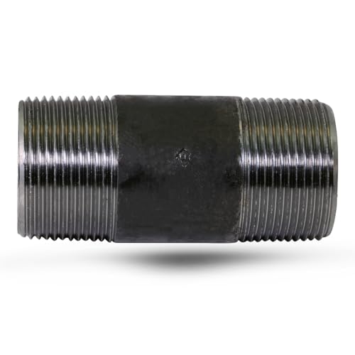 SupplyGiant 1/2 x 4 Inch Black Steel Pipe (10-Pack), Heavy Duty Industrial Malleable Iron Pipes, Pre Cut Threaded Nipple Great For All DIY Furniture And Black Pipe Shelving - Image 3