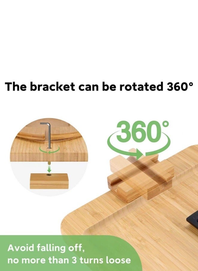 XiuWoo Wooden Lazy Sofa Tray Rotating With Mobile Phone Tablet Holder Dinner Plate Breakfast Plate Snack Foldable Tray  - Image 2