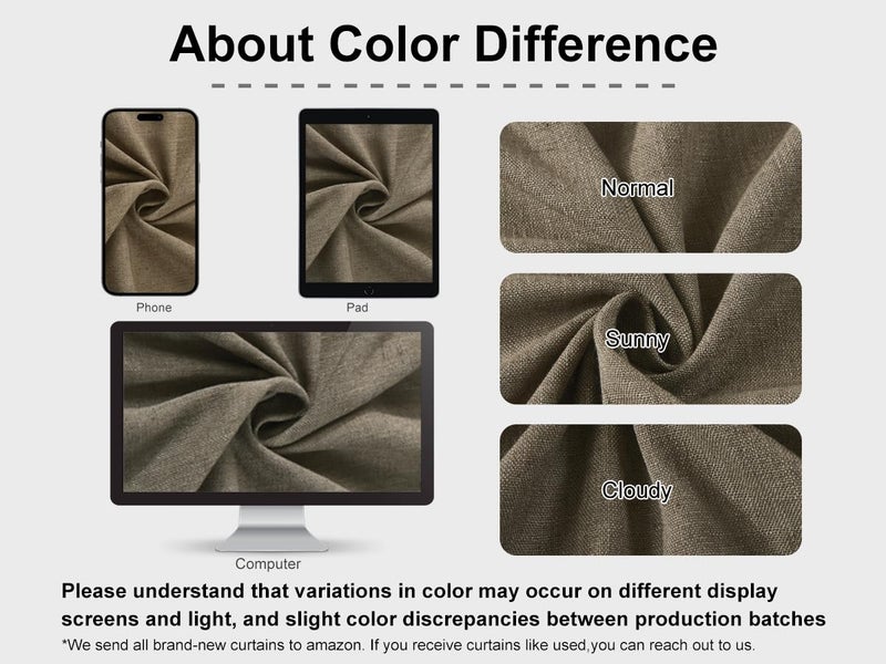 Vision Home Brown Pinch Pleated Light Filtering Curtains with Microfiber Liner 84 inch Linen Blended Textured Privacy Drapes for Living Room Bedroom Back Tabs with Hooks 2 Panels 40" Wx84 L - Image 5