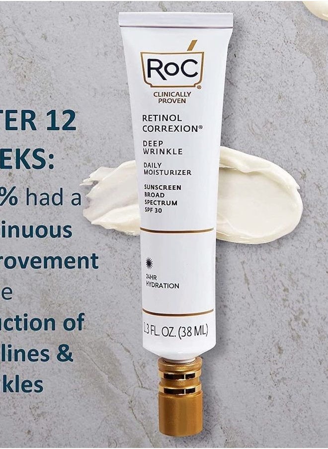 RoC - Retinol Correxion Deep Wrinkle Daily Face Moisturizer with Sunscreen SPF 30, Skin Care Treatment for Fine Lines, Dark Spots, Post-Acne Scars, 1 Ounce - Image 1