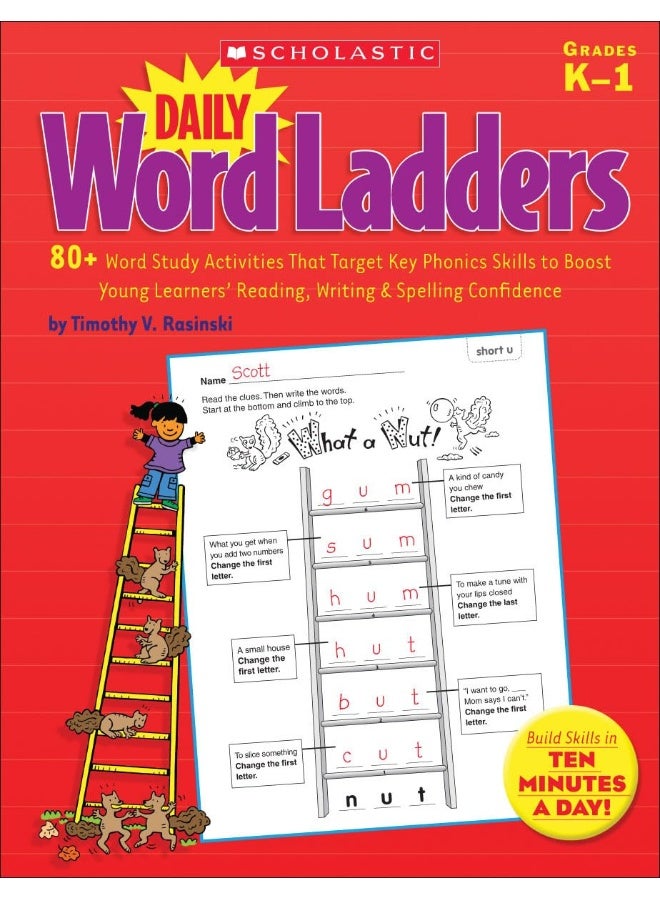 Scholastic Daily Word Ladders: Grades K-1: 80+ Word Study Activities That Target Key Phonics Skills to Boost Young Learners' Reading, Writing & Spelling Confidence - Image 1