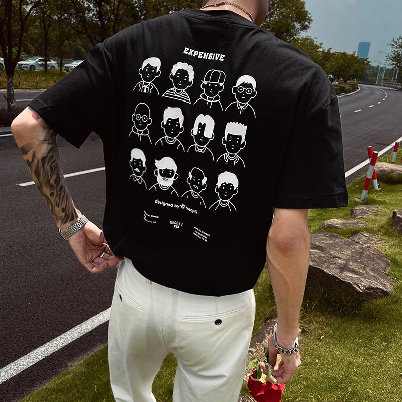 2023 New Short-sleeved T-shirt Boys Summer Clothes ins Trendy Brand Fashionable All-match T-shirt Casual Half-sleeved T-shirt - Image 2