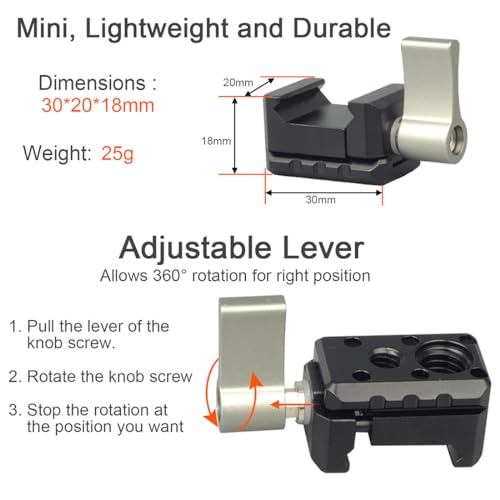 DEKEENSTAR NATO Clamp Adapter Monitor Mount Quick Release NATO Rail Clamp with 1/4 and 3/8 Thread Holes for Camera Cage Handle Monitor LED Light Microphone Cold Shoe Magic Arm - Image 4