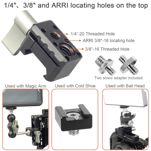 DEKEENSTAR NATO Clamp Adapter Monitor Mount Quick Release NATO Rail Clamp with 1/4 and 3/8 Thread Holes for Camera Cage Handle Monitor LED Light Microphone Cold Shoe Magic Arm - Image 3