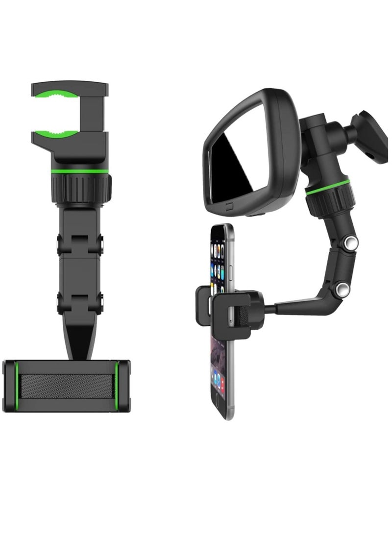 Universal Rearview Mirror Mount Phone Holder – 360 Degree Rotation, Telescopic Design for All Phones - Image 1