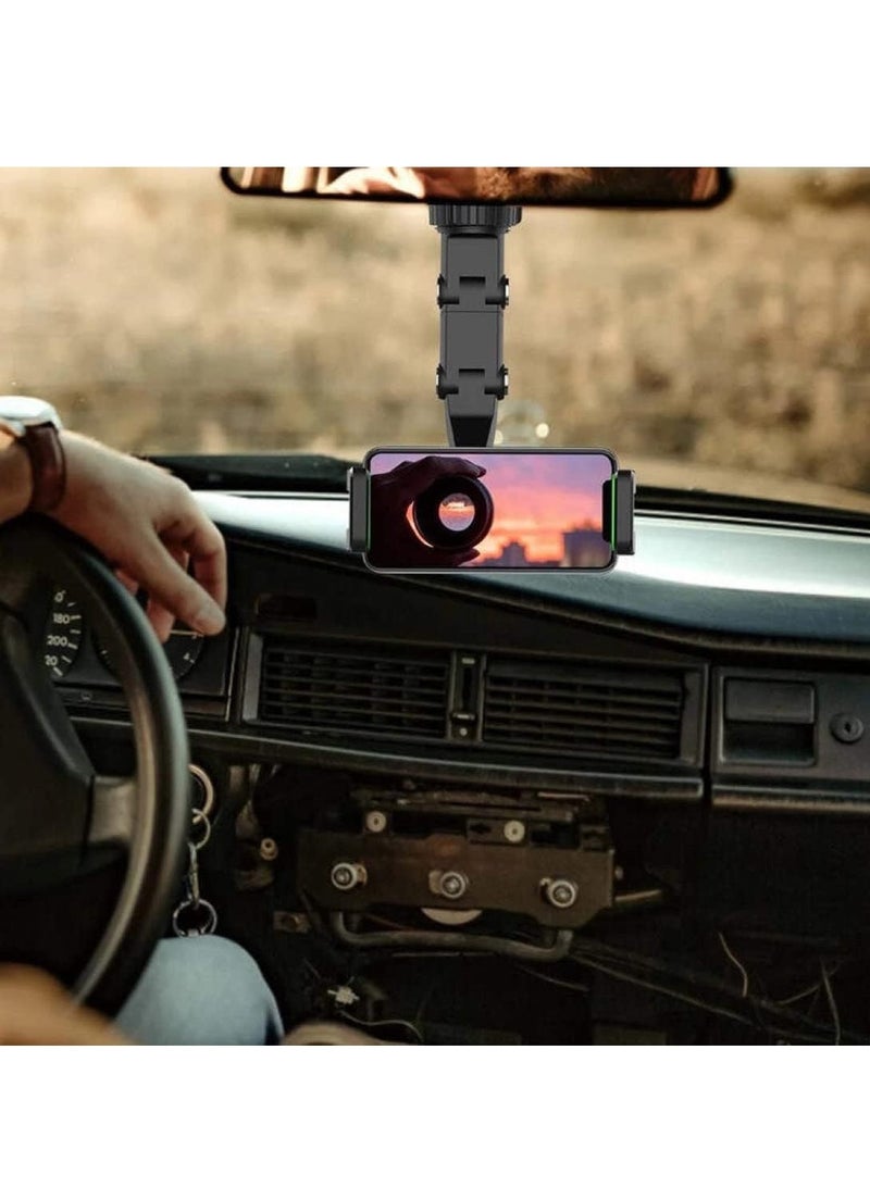 Universal Rearview Mirror Mount Phone Holder – 360 Degree Rotation, Telescopic Design for All Phones - Image 2
