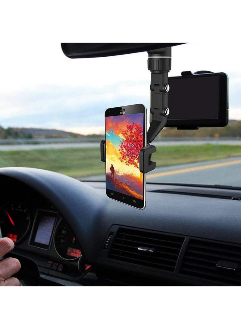 Universal Rearview Mirror Mount Phone Holder – 360 Degree Rotation, Telescopic Design for All Phones - Image 4