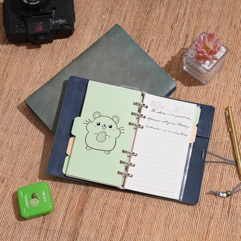 WONDERPOOL Leather Diary Notebook Ring Binder - Refillable Folder Writing Paper Spiral Business Notepads Vintage Cover for Office Plan Travel Organiser (A-Green, A6) - Image 3