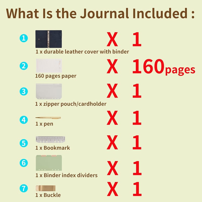 WONDERPOOL Leather Diary Notebook Ring Binder - Refillable Folder Writing Paper Spiral Business Notepads Vintage Cover for Office Plan Travel Organiser (A-Green, A6) - Image 4
