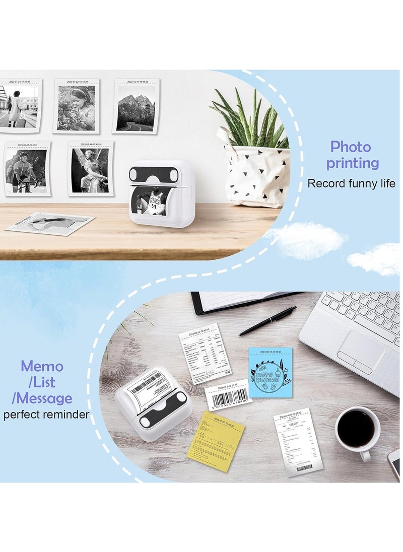 XiuWoo - Mini Printer, Portable T02 Pocket Sticker, Receipt Printer Sticker Maker, Bluetooth Mobile Thermal for Journal, Notes, Photo iPhone, Compatible with iOS&Android, iPhone - Image 1