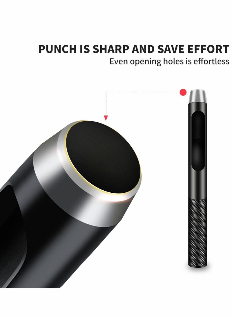 Excefore Leather Hole Punch, 6 Pcs Round Hollow Punch Set, Industrial Grade Black Punch  - Image 5