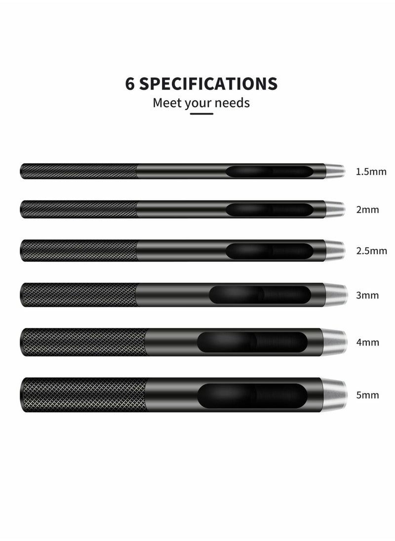 Excefore Leather Hole Punch, 6 Pcs Round Hollow Punch Set, Industrial Grade Black Punch  - Image 2