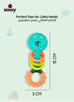 Sassy Peek-a-Boo Beads Teether Rattle - Soft, Flexible, and Colorful Sensory Toy for Babies 0+ Months, BPA-Free  - Image 5