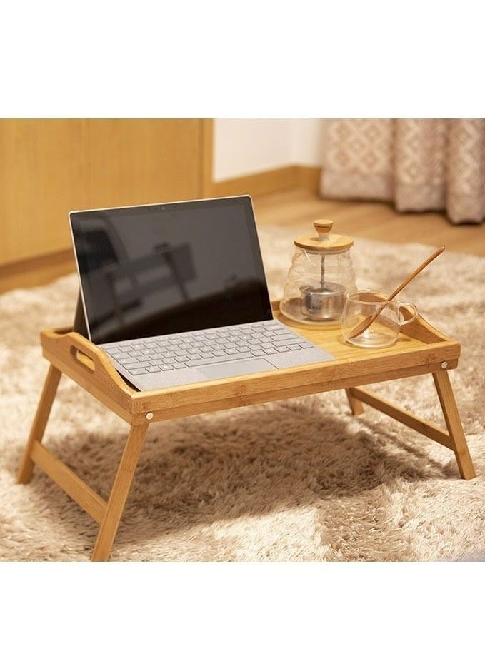 Generic Bamboo Bed Tray with Folding Legs - Foldable Serving & Portable Laptop/Snack/Breakfast/Drawing Table  - Image 3