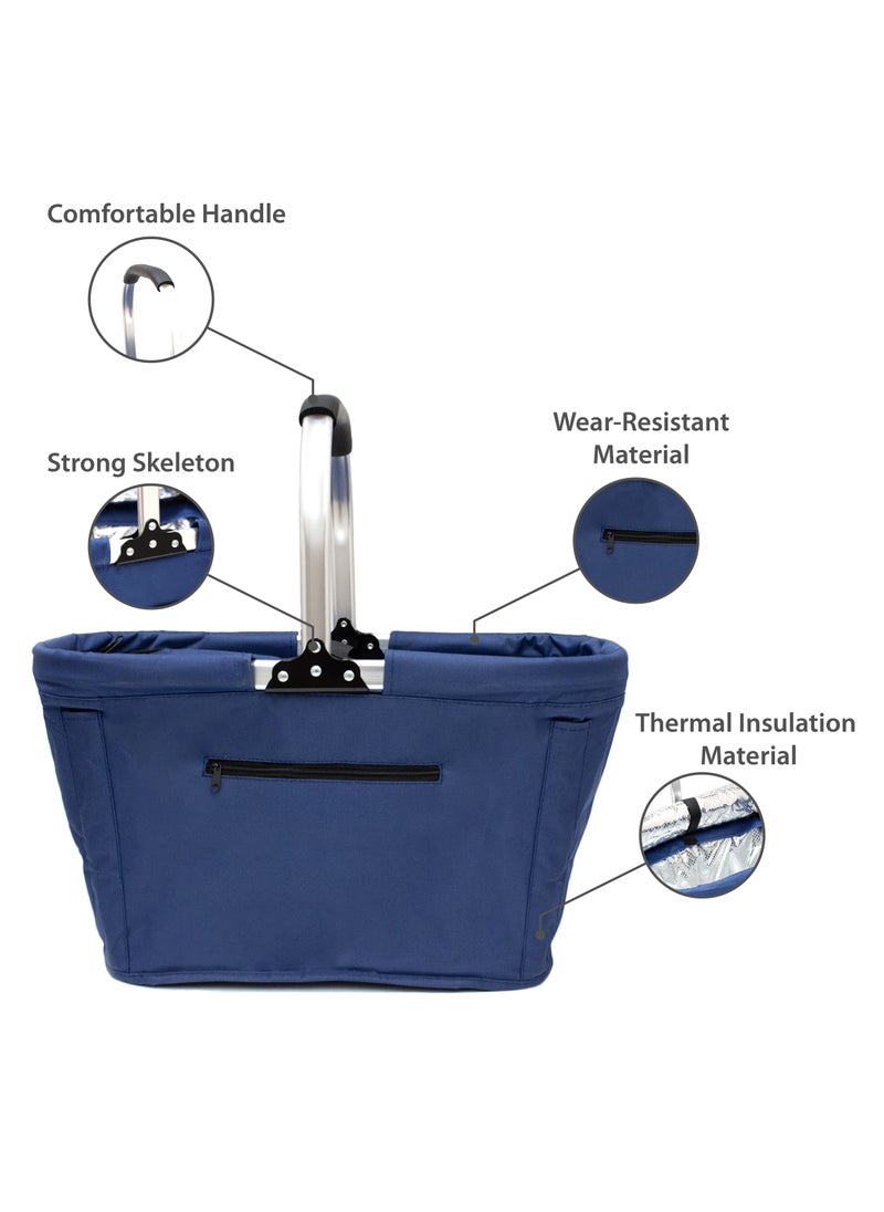 BLACKSTONE Thermal Insulated Foldable Picnic Bag, Beach Basket Strong Aluminium Frame PB4227  - Image 2