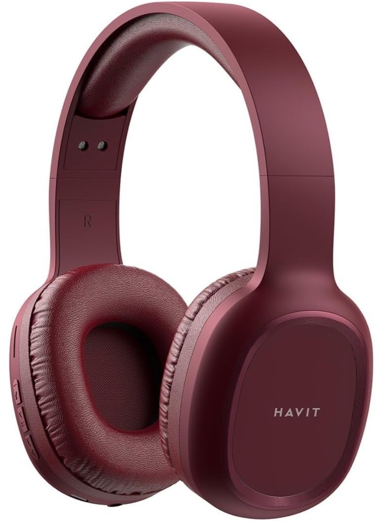 havit H2590BT PRO Wireless Bluetooth Headsets, Over Ear Headphones with Microphone, Multi-Function AUX/FM/SD, Hi-Fi Sound for iPhone 16 Pro Max, Samsung Galaxy S24 Ultra, TV, Gym & Workout (Red) - Image 3