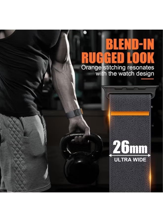 سوار معصم مغناطيسي قابل للتعديل مصنوع من النايلون، مناسب لساعات أبل من السلسلة 11 و10، مقاسات 46 مم، 42 مم، 44 مم، 45 مم، 46 مم، و49 مم، باللون الأسود. - Image 3