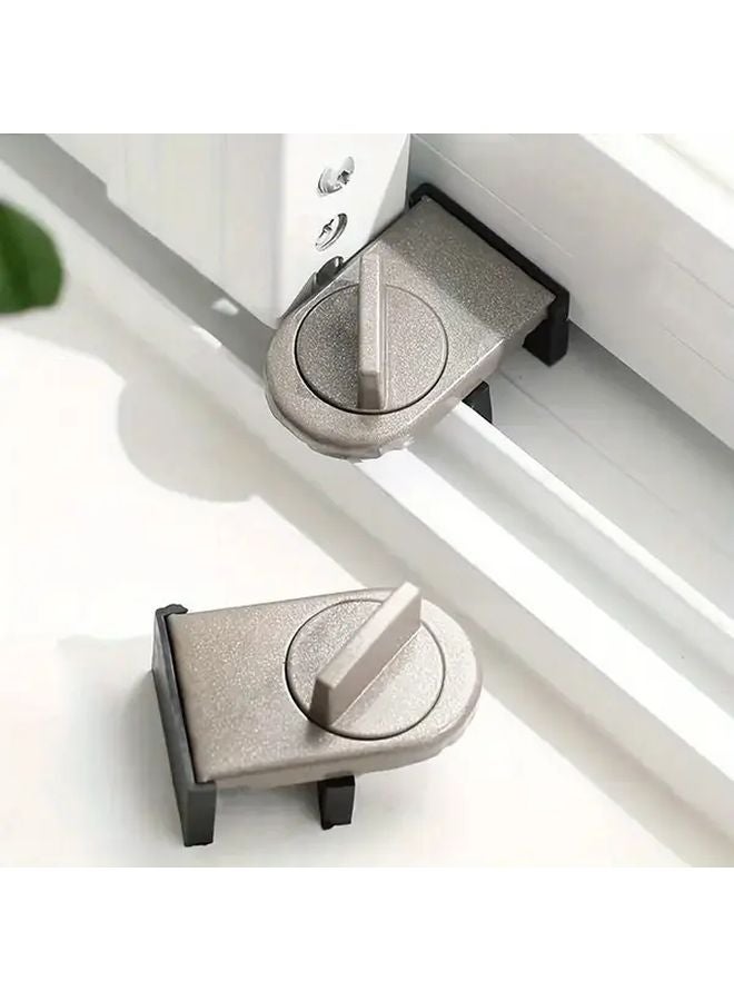 Brown Heavy Duty Aluminum Sliding Door Lock Anti Theft Anti Pinch Security Device - Image 2