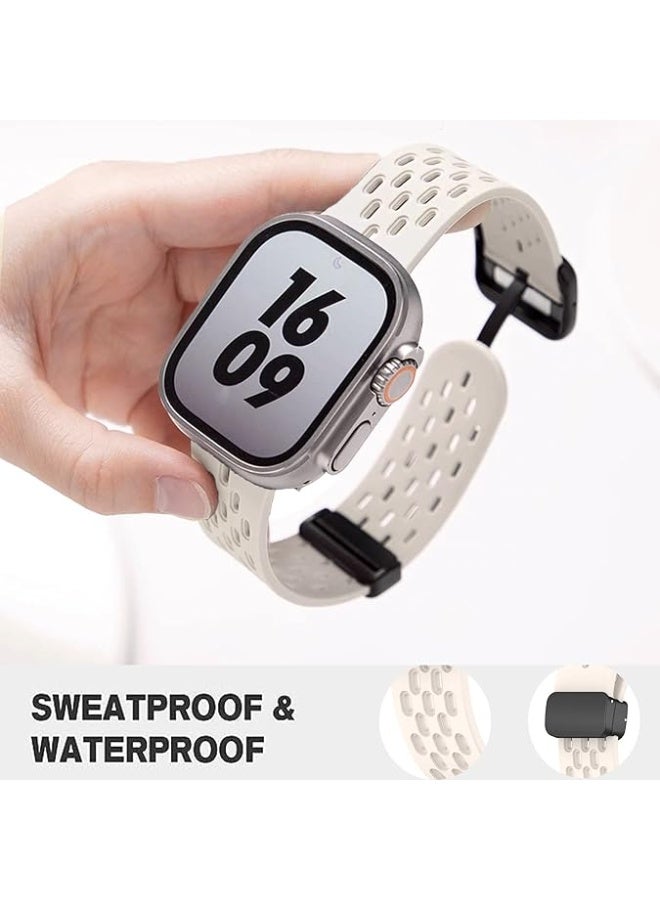 QIRG Magnetic Silicone Strap for Huawei Band 10/9/8 - Quick Release, Easy Adjust, Secure Fit - White - Image 3