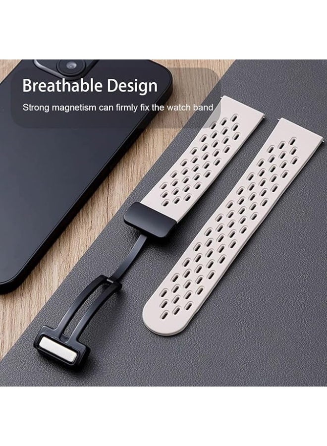 QIRG Magnetic Silicone Strap for Huawei Band 10/9/8 - Quick Release, Easy Adjust, Secure Fit - White - Image 2