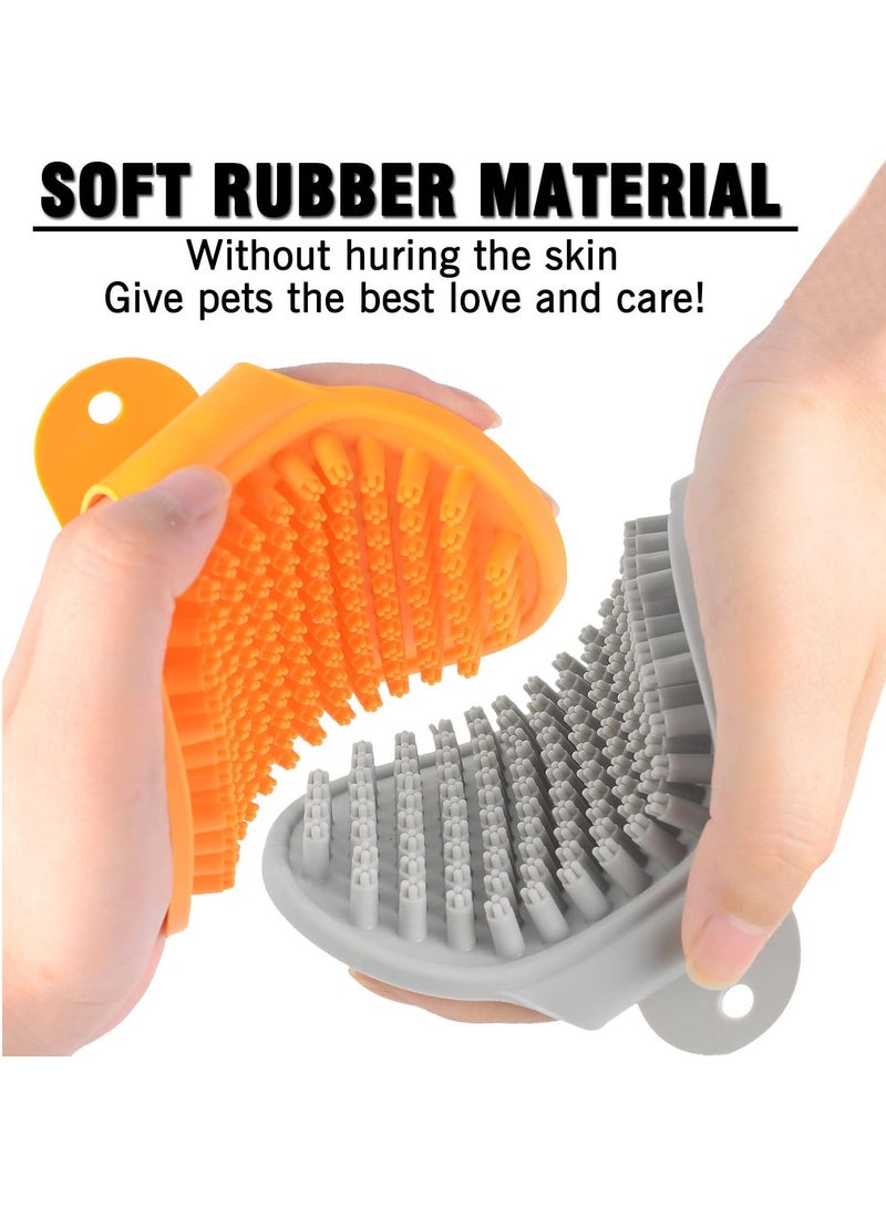 SYOSI 2PCS Dog Bath Brush Pet Shampoo Bath Brush Rubber Bristles Dog Brush with Adjustable Ring Handle Dogs Grooming Shedding Bath Brush Soothing Massage Curry Comb  - Image 4