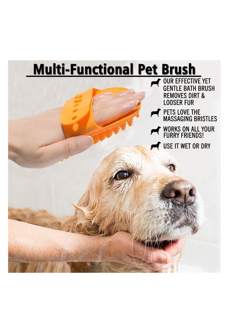 SYOSI 2PCS Dog Bath Brush Pet Shampoo Bath Brush Rubber Bristles Dog Brush with Adjustable Ring Handle Dogs Grooming Shedding Bath Brush Soothing Massage Curry Comb  - Image 5
