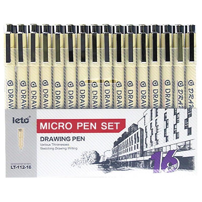 KOUSICOO Muchcute Micro Fineliner Drawing Art Pens: 16 Black Fine Line Waterproof Ink Set Artist Supplies Archival Inking Markers Liner Professional Sketch Outline Anime Sketching Watercolor Zentangle Stuff - Image 1