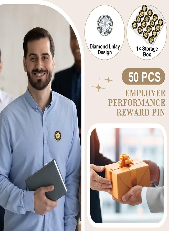 فيريف 50 قطعة دبوس تقدير سنوات الخدمة، دبوس جائزة التميز للموظفين، دبوس طية صدر السترة، مكافأة تقدير الأداء، مكافأة الذكرى السنوية (سنة واحدة) - Image 3