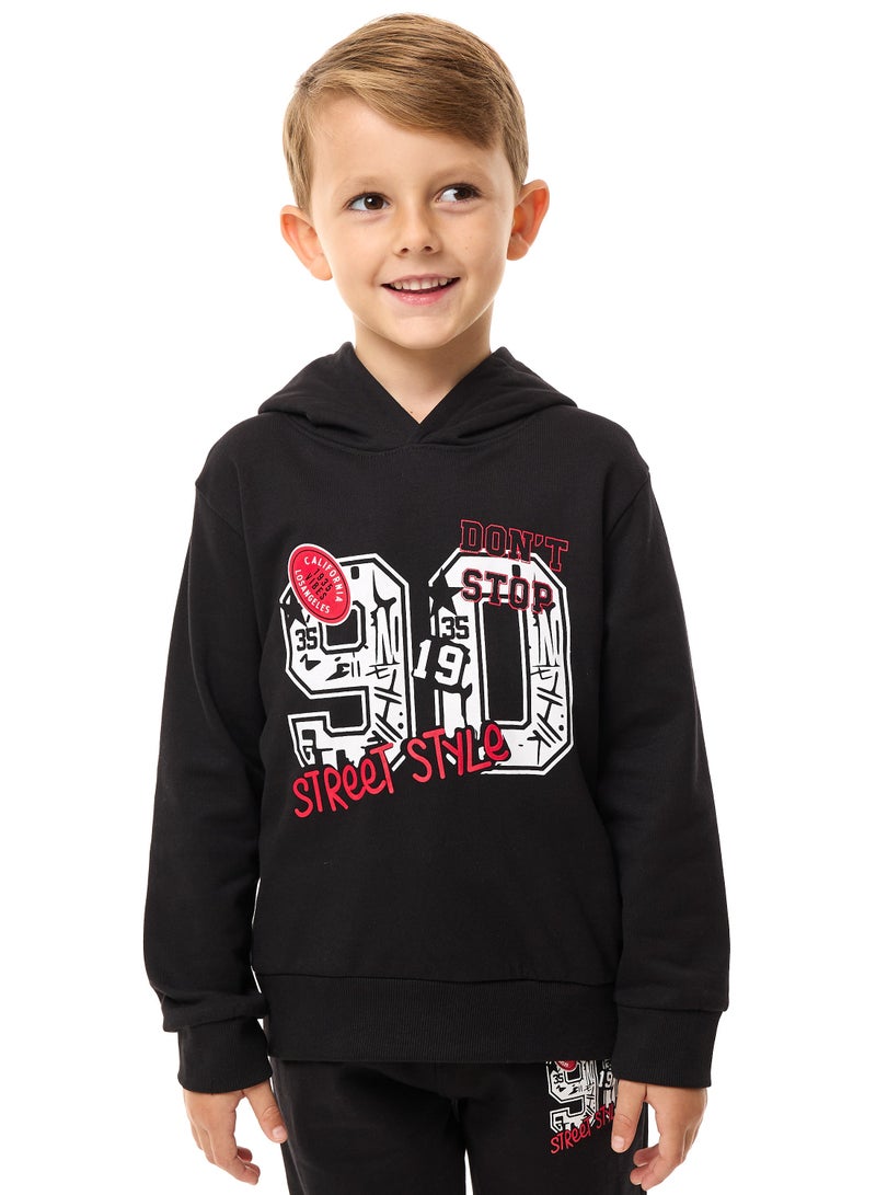 فكتور اند جين طقم هودي وبنطلون رياضي للأولاد مكون من قطعتين (من 2 إلى 8 سنوات) باللون الأسود - Image 4