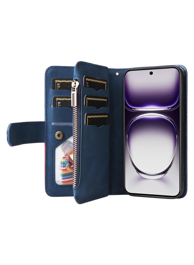 S-TOP Case For OPPO Reno12 5G Global Dual-color 9 Card Slots Zipper Wallet Leather Phone Case - Image 4