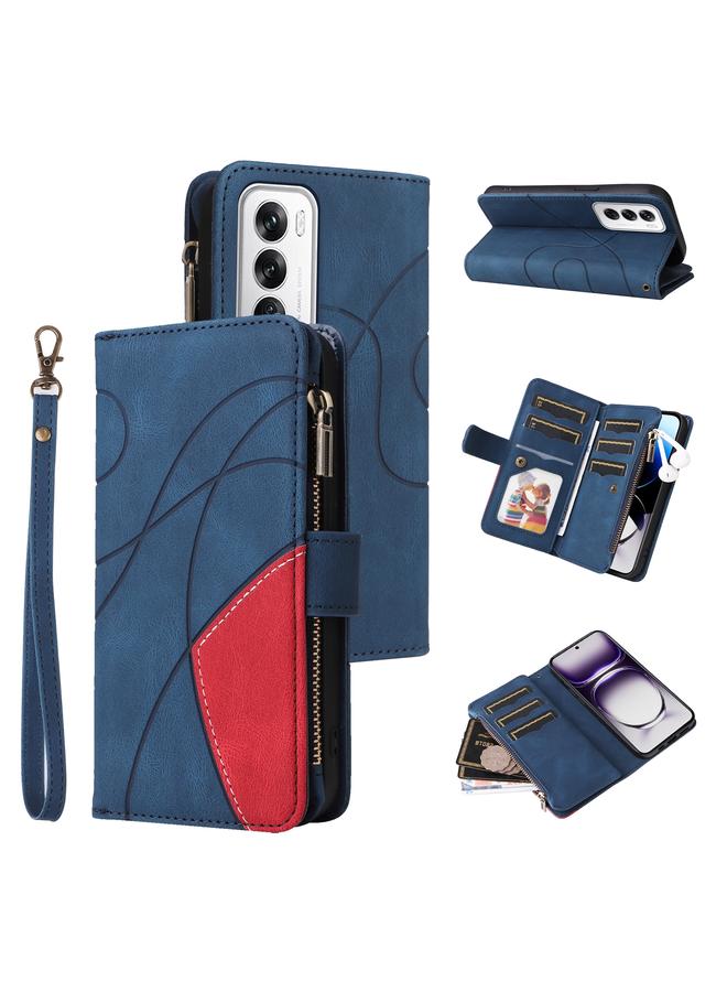 S-TOP Case For OPPO Reno12 5G Global Dual-color 9 Card Slots Zipper Wallet Leather Phone Case - Image 1